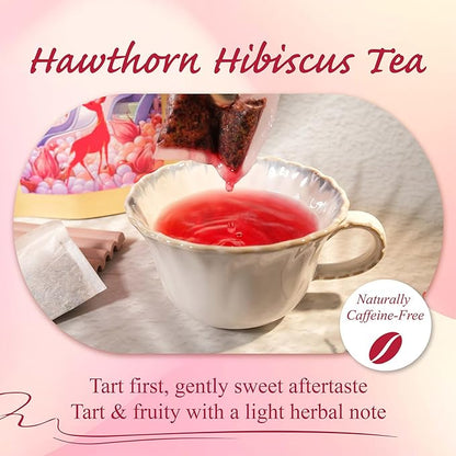 WT WEETEE Hawthorn Hibiscus Tea Bags 50 Count, Pure Made of Hibiscus, Hawthorn Berries & Leaves, Natural Caffeine-free Herbal Tea for Heart