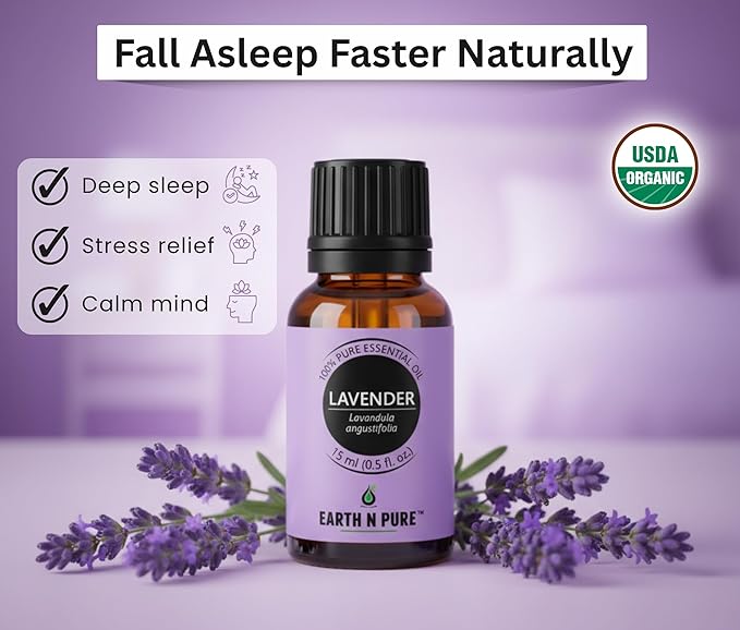 Earth N Pure Lavender Essential Oil Steam Distilled, Natural and Therapeutic Grade for Skin, Hair, DIY and Aromatherapy | 10 ml