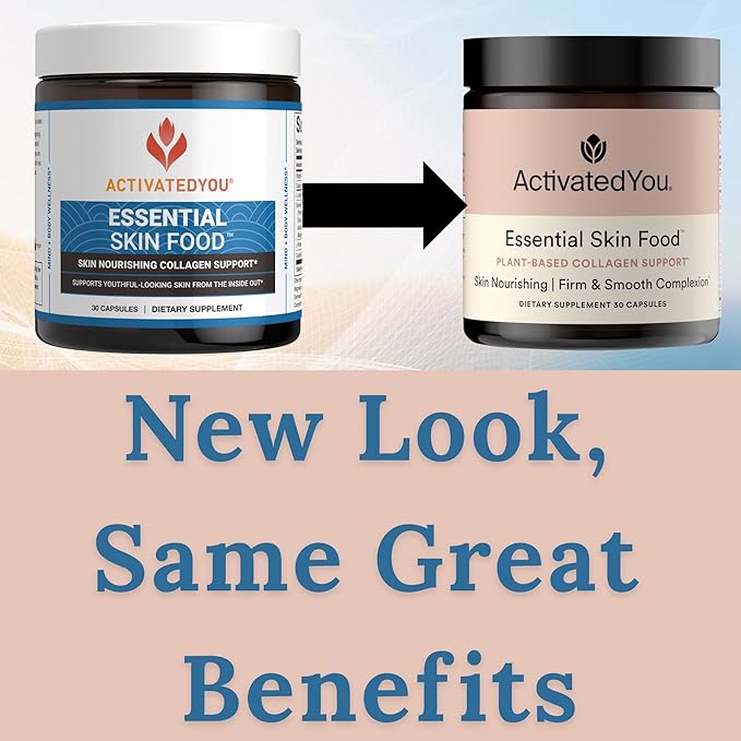 ACTIVATEDYOU Essential Skin Food, Advanced Skincare Collagen Elastin Support Supplement for Aging Skin, Helps Improve Appearance of Face Texture, Sagging w/Dermaval, Vitamin C (30 Count (Pack of 3))