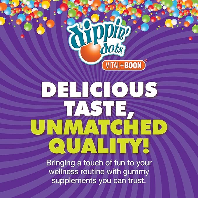 Vital+Boon Dippin' Dots Iron Gummies with Vitamin C & B12 – Gum Drop Grape, 60 Count (2 Pack) – Gluten & Gelatin Free, Non-GMO Supplement for Women, Men & Kids – 60 Day Supply