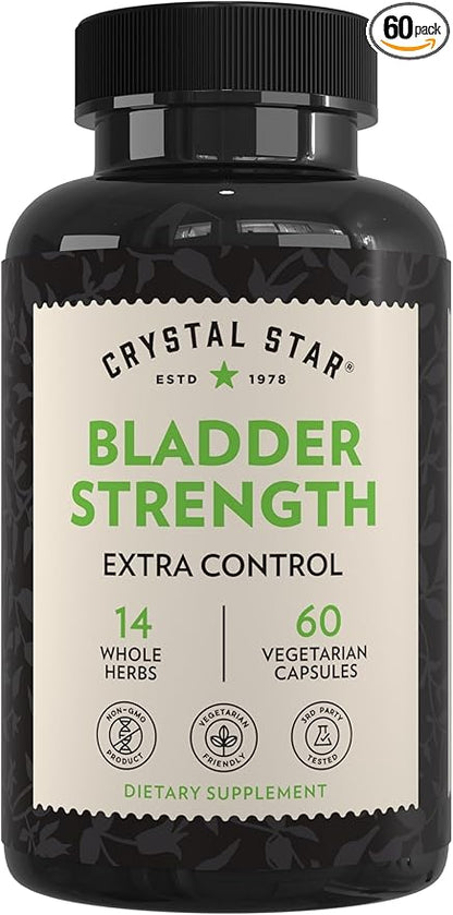 Crystal Star Bladder Strength (60 Capsules) – Herbal Urinary Tract Health and Extra Strength Bladder Control Supplement, Cranberry Extract, Pumpkin Seed Extract, Plantain and Wild Yam Root, Non-GMO