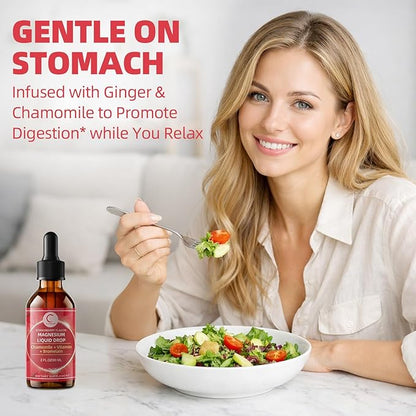(2 Pack) Magnesium Glycinate Liquid with Chamomile, Hawthorn & Ginger for Stress Relief and Digestive Comfort, Fast Absorption, Non-GMO, Vegan Formula, Sugar Free, Strawberry Flavor, 4 Fl OZ
