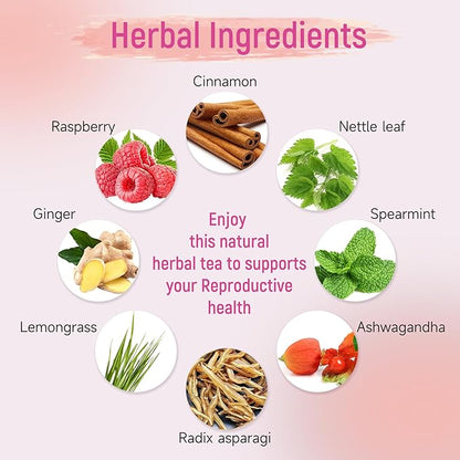 Laicuherb Organic PCOS Herbal Tea for Hormone & Menstrual Balance, PCOS Spearmint Tea Supports Women Fertility Health, Natural PCOS Tea with Nettle Leaf & Lemongrass, Pack of 5