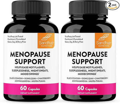 Complete Menopause Support Supplement For Women | With Ashwagandha, Black Cohosh, Dong Quai & Muira Puama | Helps Easing Hot Flashes Night Sweats Mood Swings Hormone Balance & Harmony | 120 Capsules