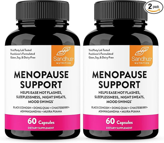 Complete Menopause Support Supplement For Women | With Ashwagandha, Black Cohosh, Dong Quai & Muira Puama | Helps Easing Hot Flashes Night Sweats Mood Swings Hormone Balance & Harmony | 120 Capsules