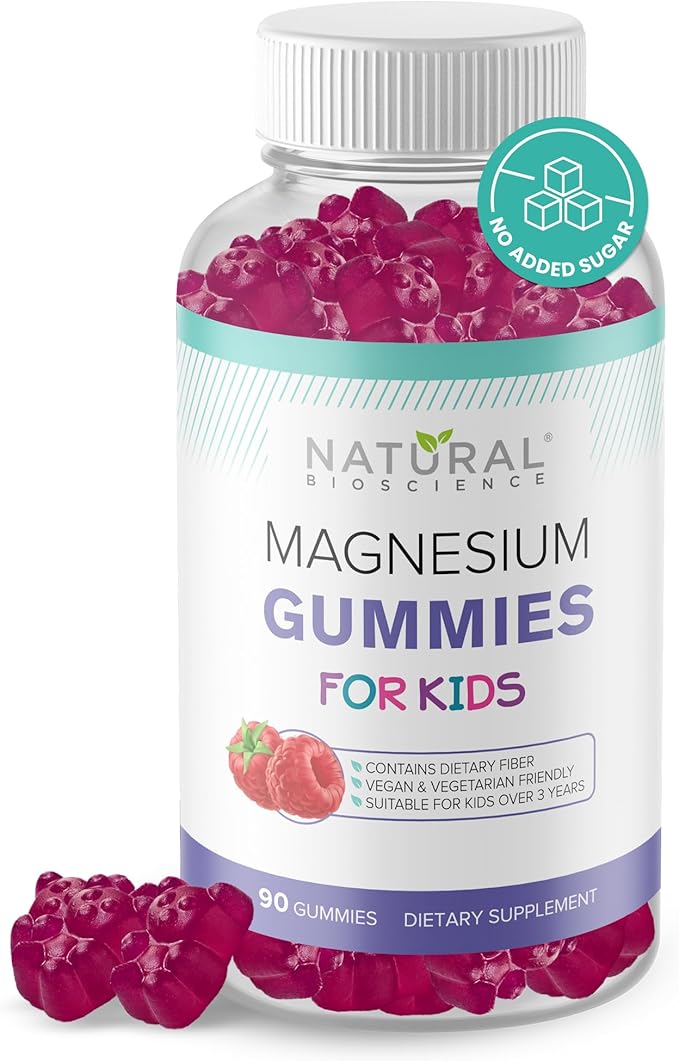 Sugar Free Magnesium Gummies for Kids - Chewable Kids Magnesium Supplement, Calm & Sleep Support, Anti-Stress, Bone Health, Muscle Relaxation, Non-GMO Gluten-Free, Natural Great Taste 90 Vegan Gummies