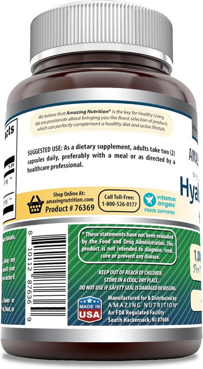 Amazing Formulas Hyaluronic Acid & MSM Supplement | 1000 Mg Per Serving | Capsules | Non-GMO | Gluten Free | Made in USA (60 Count | 1 Pack)