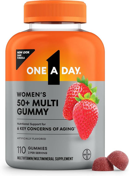 One A Day Multivitamin for Women 50 and Over, Women's Multivitamin Gummy 50 plus for Immune Support, Eye Health & Healthy Brain Function, Gummy Vitamins for Women 50 plus, 110 Ct (Packaging May Vary)