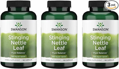 Swanson Stinging Nettle Leaf (Urtica Dioica) - Herbal Supplement Promoting Urinary Tract & Respiratory Health Support - May Support Healthy Fluid Balance - (120 Capsules) (3 Pack)