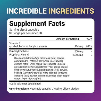 Dr. Berg DIM Supplement Estrogen Balance - Original Estrogen Supplement for Women with Diindolylmethane for Menstrual Symptoms & Menopause Relief & Black Pepper for Enhanced Absorption - 60 Capsules