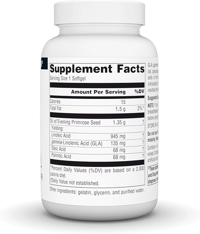 Source Naturals Evening Primrose Oil - Hexane-Free - 1350mg - GLA Yield: 135 mg - Cold-Pressed - 60 Softgels