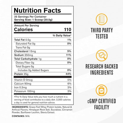 Jacked Factory Authentic ISO Grass Fed Whey Protein Isolate Powder - Low Carb, Non-GMO Muscle Building Protein w/No Fillers, Post Workout Recovery, Cinnamon Cereal Splash - 25 Servings