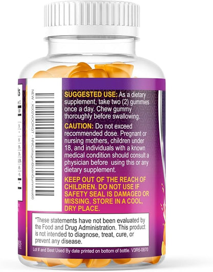 Collagen Gummies - 2500mcg Biotin Per Serving - Complete Collagen Supplement with Hydrolyzed Peptides Type I & III, Biotin, Zinc, & Vitamin C - Hair, Skin, & Nail Support Women & Men - 60 Gummies