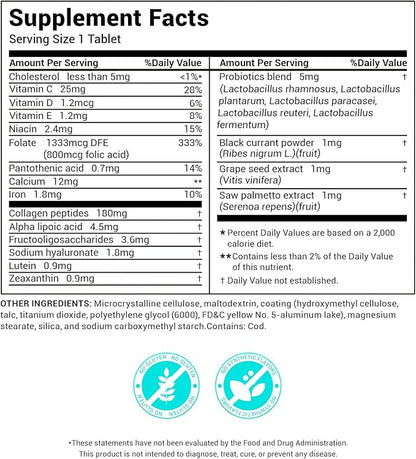 DrBioCare Collagen Peptides for Women, Beauty Vitamin & Mineral Supplement,Contains Vitamin D3, Probiotics for Women & Collagen Peptides,Vitamin B Complex,Vitamin E 180 Tablets