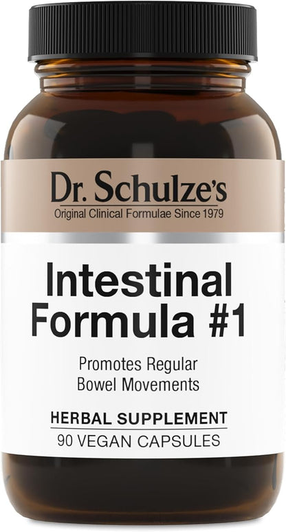 Dr. Schulze's Intestinal Formula #1 - Bowel Movement Supplement for Colon Health Support - Bloating & Constipation Aid - Intestinal Cleanse - All-Natural - Plant-Based - Vegan - 90 Count