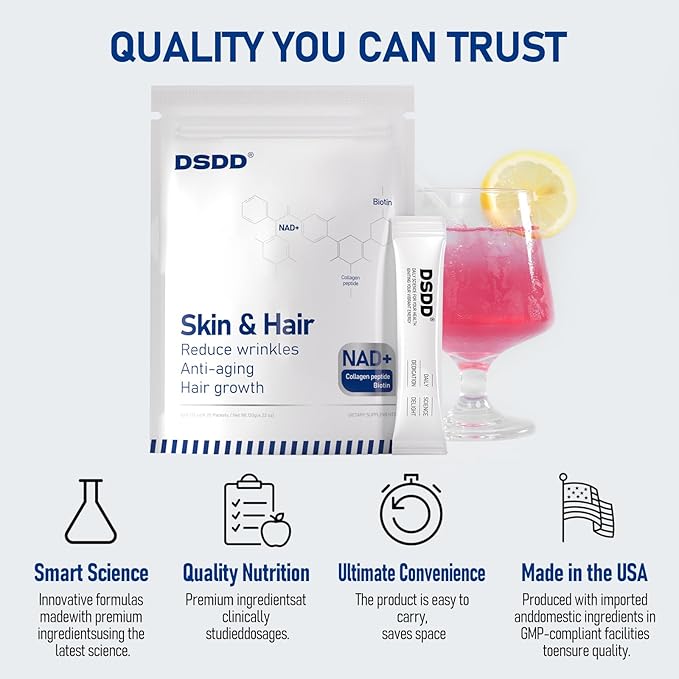 Biotin Supplement for Supports Thicker, Fuller Hair, Skin & Nails, Hair Growth Vitamins for Women and Men with 1000mg Biotin, 1000mg NAD+, Collagen, Sodium Non-GMO, 40 Servings