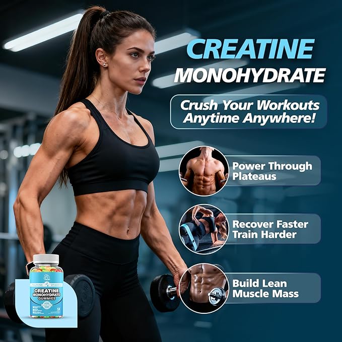 Creatine Gummies for Women & Men - Creatine Monohydrate Gummies Tasty Chewable Supplement, Muscle Support & Energy Boost (2 Pack)