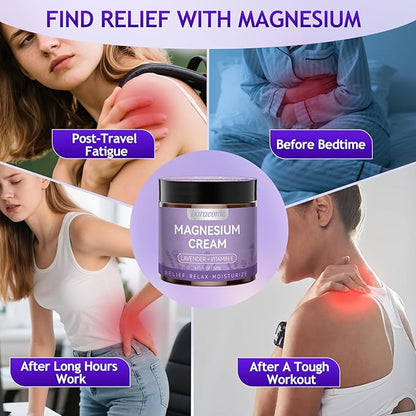 Magnesium Moisturizing Cream for Muscle Relief, Sleep Support and Stress Relief, Fast-Absorbing Formula,Skin Friendly,Lightly Scented