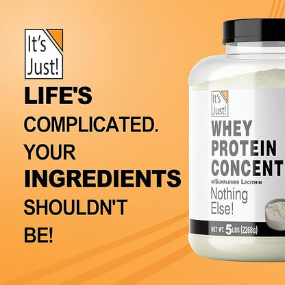 It's Just! - 100% Whey Protein Concentrate, Made in USA, Premium WPC-80, No Added Flavors or Artificial Sweeteners (5 Pound, Unflavored)