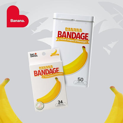 BioSwiss Bandages, Banana Shaped Self Adhesive Bandage Set, Latex Free, Sterile Wound Care, 50 Count