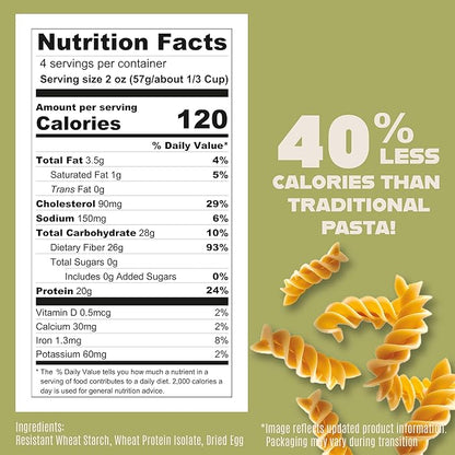 Care Free Kitchen Plain 3-Pack (8 oz. Bags) Rotini Keto Pasta Noodles, 20g High Protein, Low Carb 2g Net Carbs, 26g High Fiber