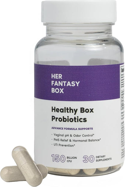 Her Fantasy Box | Healthy Box | Vaginal Probiotics for Women – Prebiotics + Advanced Lactobacillus Blend – Hormonal Balance, PMS Relief – Feminine Health Support with Cranberry & D-Mannose