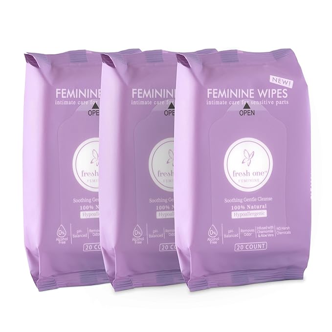 Fresh One Feminine Wipes - Natural pH Balanced Intimate Wipes for women | Soothing, Gentle Cleansing | Feminine Hygiene Wipes for Sensitive Skin, Personal Care, & Daily Use