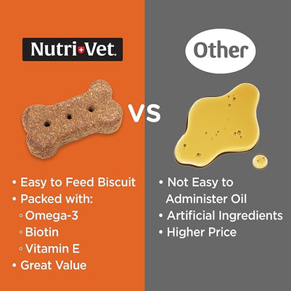 Nutri-Vet Skin & Coat Biscuits for Dogs, Tasty Dog Treat, Skin and Coat Supplement, Omega 3 Fish Oil, Made with Omega 3 and Biotin, Fish Oil Treat for Pets, Chicken & Krill Flavor, 16 oz