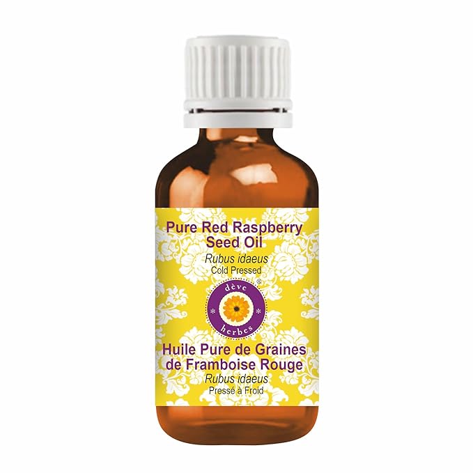 dève herbes Red Raspberry Seed Oil (Rubus idaeus) | Cold Pressed | Pure | Natural | for Diluting Essential Oils | for Hair, Skin & Massage | Non-Sticky| Lightweight| Unisex | 15ml (0.50 oz)
