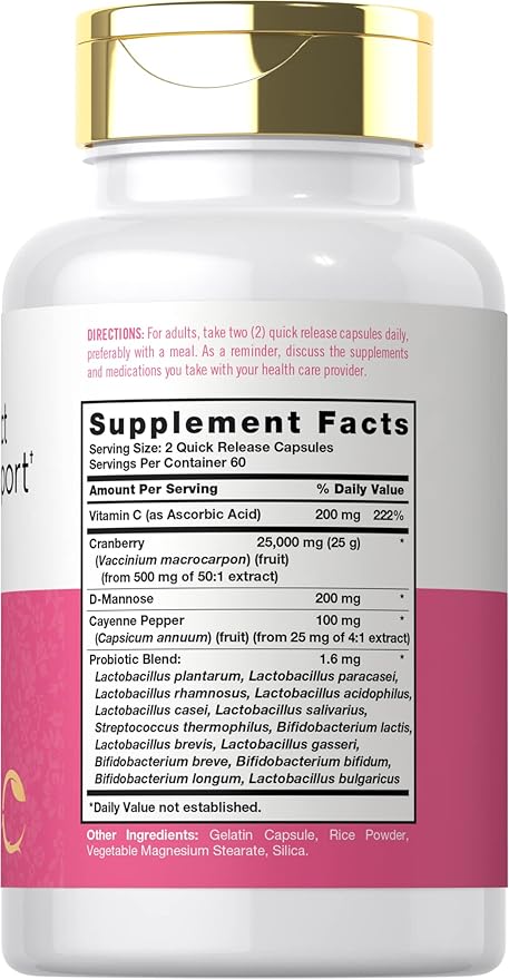Carlyle Urinary Tract Health for Women | 120 Capsules | Relief for Women | with D-Mannose, Cranberry Complex & Probiotics | Non-GMO, Gluten Free