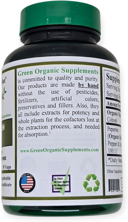 Green Organic Supplements Black Cohosh, 90 VCaps, High Absorbable, Non-GMO, Gluten-Free
