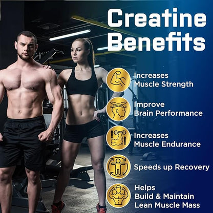 Creatine Monohydrate Gummies, Creatine for Women & Men, Pre Workout Creatine Monohydrate Gummies with Taurine, Vitamin B6 & B12 for Muscle, Strength, Energy, Endurance, Vegan, Organic, 60 Count