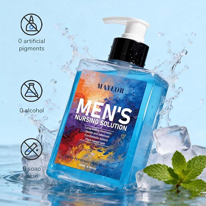 MAYLOR Men’s Intimate Wash, pH Balanced Plant-Based Formula for Sensitive Skin, Gentle Hydrating Cleanser with Long-Lasting Freshness, Daily Body Wash (1)