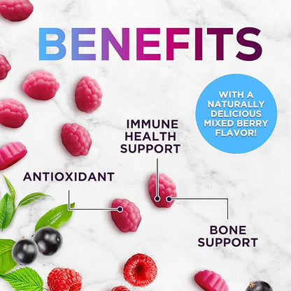Zinc Gummies 50mg per Serving - Extra Strength Immune Support Antioxidant Gummy, Non-GMO & Gluten Free - Best Zinc Supplement for Skin Bone & Heart Health - Chewable Tasty Berry Flavor - 120 Gummies