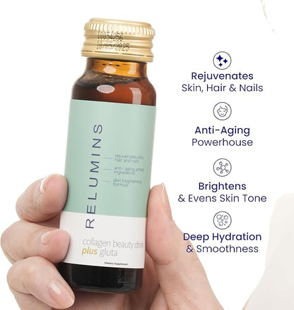 Relumins World's Most Advanced Collagen Drink - 10,000mg w/Glutathione & Antioxidants | USA's No.1 Liquid Collagen, Anti-Aging Spring Glow Essentials | Apple Flavor | Made in USA - 30 Bottles