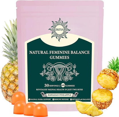 Premium Feminine Balance Gummies - Vaginal Probiotics for Women’s Health & Wellness - Immune Support PH Balance - Vegan, Gluten-Free - Hawaiian Pineapple - 60 Gummies - 30 Servings