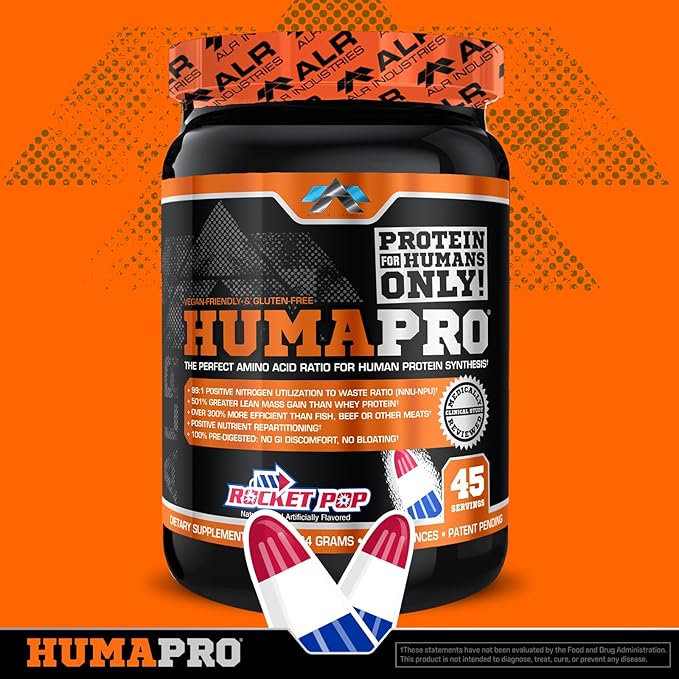 HumaPro Essential Amino Acid Formula | EAA Protein Supplement | Supports Muscle Recovery & Performance | Vegan, Gluten Free | | 45 Servings (Rocket Pop)