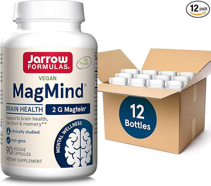 Jarrow Formulas Magnesium L-Threonate, MagMind Magtein Magnesium Supplement, Brain Supplements for Memory Support, 90 Veggie Capsules, Up to a 30 Day Supply