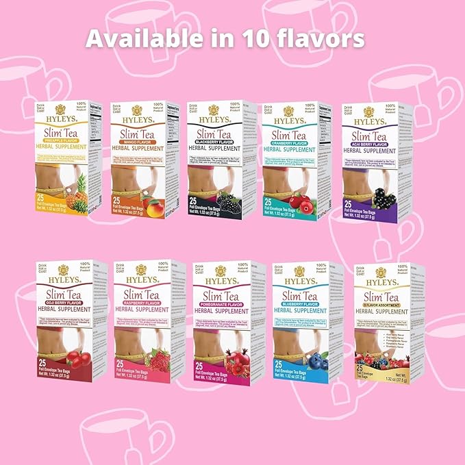 Hyleys Slim Tea Blackberry Flavor - Weight Loss Herbal Supplement Cleanse and Detox - 25 Tea Bags (1 Pack)
