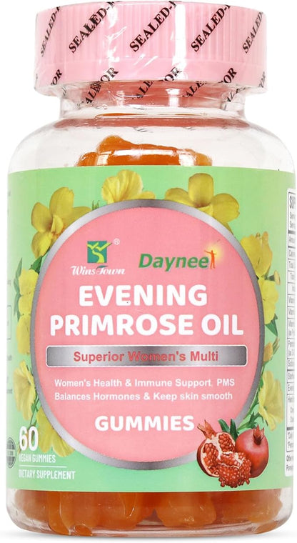Evening Primrose Oil Gummies, Superior Women's Multi, Support PMS Balances Hormones & Keep Skin Smooth, 60 Count