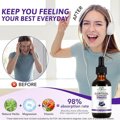 Cortisol Supplements for Women & Men - Control & Lower High Cortisol Level-Adrenal Health Balance Sleep Stress Support, Hormone Balanced for Women, Mood Focus,Cortisol Calm