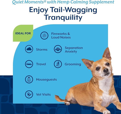 NaturVet Quiet Moments Plus Hemp Calming Aid Soft Chews for Dogs, Count of 60, 60 CT