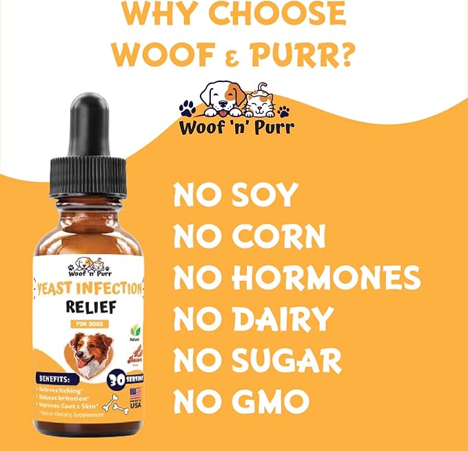 Natural Yeast Infection Treatment for Dogs - Helps to Support Itching Relief, Allergy Relief, Inflammation Relief & More - Itch Relief for Dogs - Dog Ear Infection Treatment - Dog Itch Relief - 1 oz
