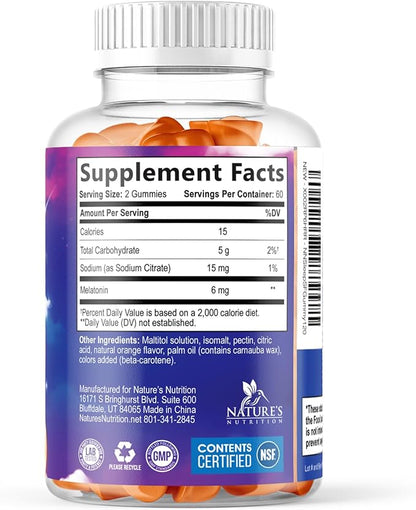 Melatonin Sleep Gummies - 6mg Per Serving - Sugar-Free Sleep Support Melatonin Gummy for Adults - Extra Strength Sleeping Gummy Supplement - Supports Restful Sleep - Tasty Orange Flavor - 120 Gummies