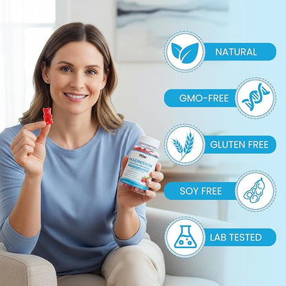 Magnesium Complex Gummies 8 Elemental 1000mg - Magnesium Glycinate, Citrate, Malate, Taurate, Supports Bones, Muscle, Nerve Health, for Women & Men, Vegan Non-GMO, Raspberry Flavor, 60 Count
