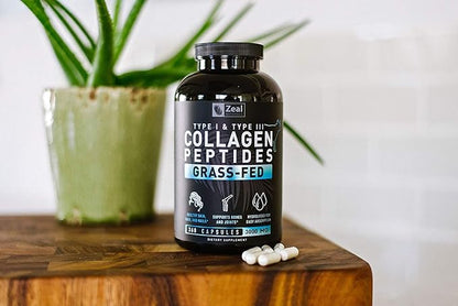 Collagen Peptides Capsules 360 Count - Grass Fed Bovine Hydrolyzed Collagen Pills - Hair, Skin & Nails, Joint Support - Collagen Supplements for Women & Men