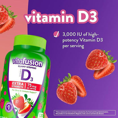 Vitafusion PreNatal Gummy Vitamins 90 Count, Extra Strength Vitamin D3 Gummy 120 Count - Pregnancy Vitamins for Women and Bone Immune Support