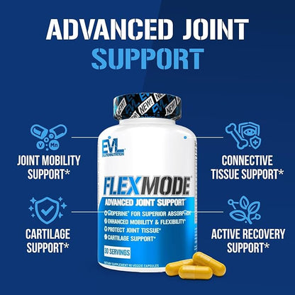 Evlution High Absorption Joint Support Supplement FLEXMODE Joint Supplement with Advanced Joint Vitamins Including Glucosamine Chondroitin MSM Boswellia and Hyaluronic Acid - 30 Servings