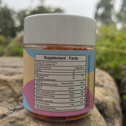 Vitamin D3 K2 Gummies,Vitamin D3 10000 IU with K2 200mcg,VitaminC,Calcium,Magnesium,Zinc,Support for Bones,Joints,Muscles,Nerves,and Immune System (60,Orange,Sugar-Free)