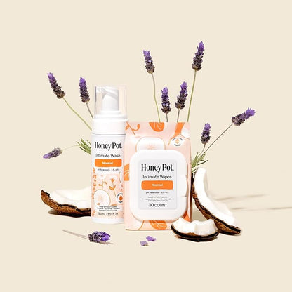 The Honey Pot Company - Feminine Wipes - Daily PH Balancing, Fragrance & Sulfate Free Wipes for Intimate Parts, Body, or Face - Hygiene Products - Normal 30 ct